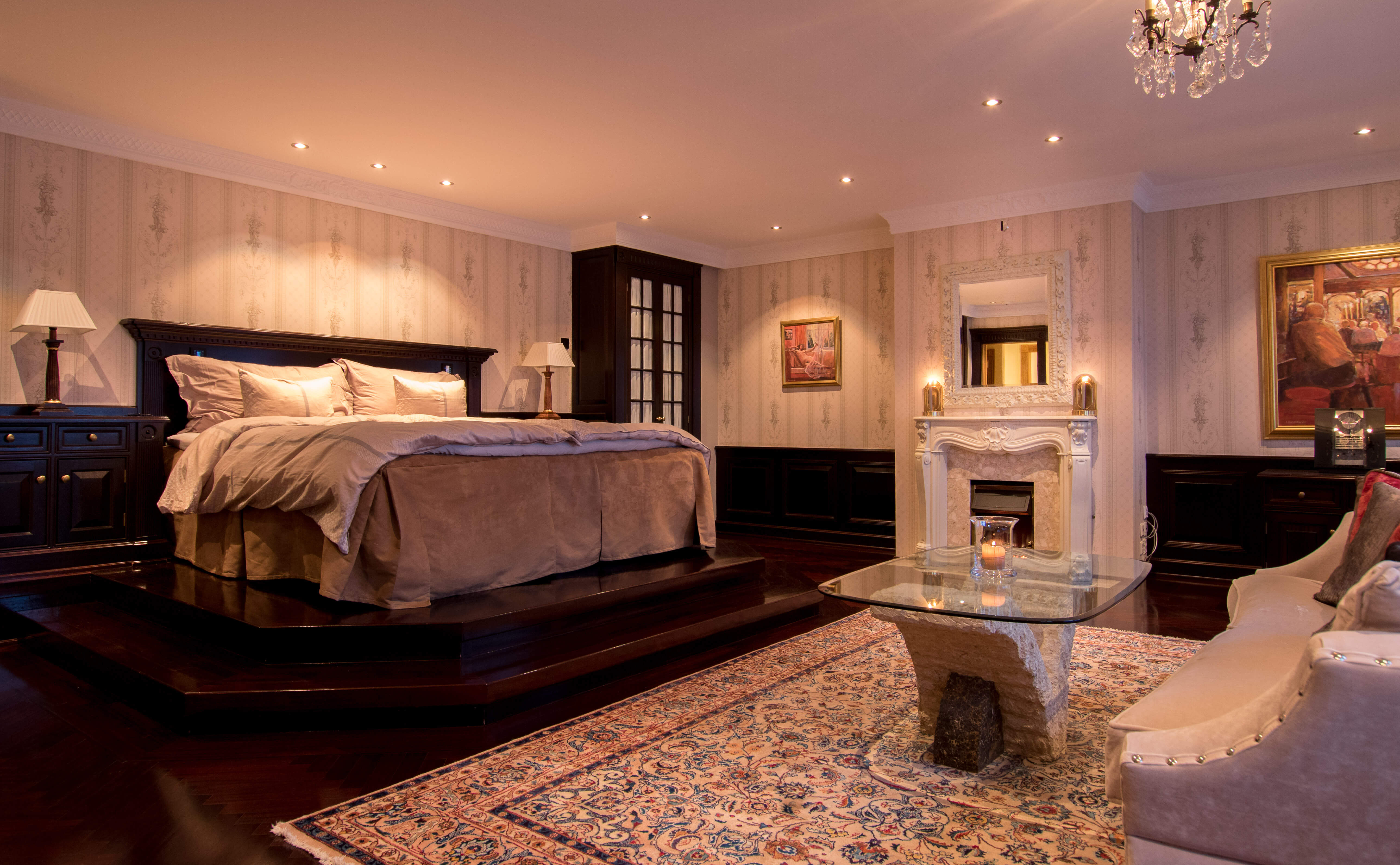 Master bedroom with private fireplace.